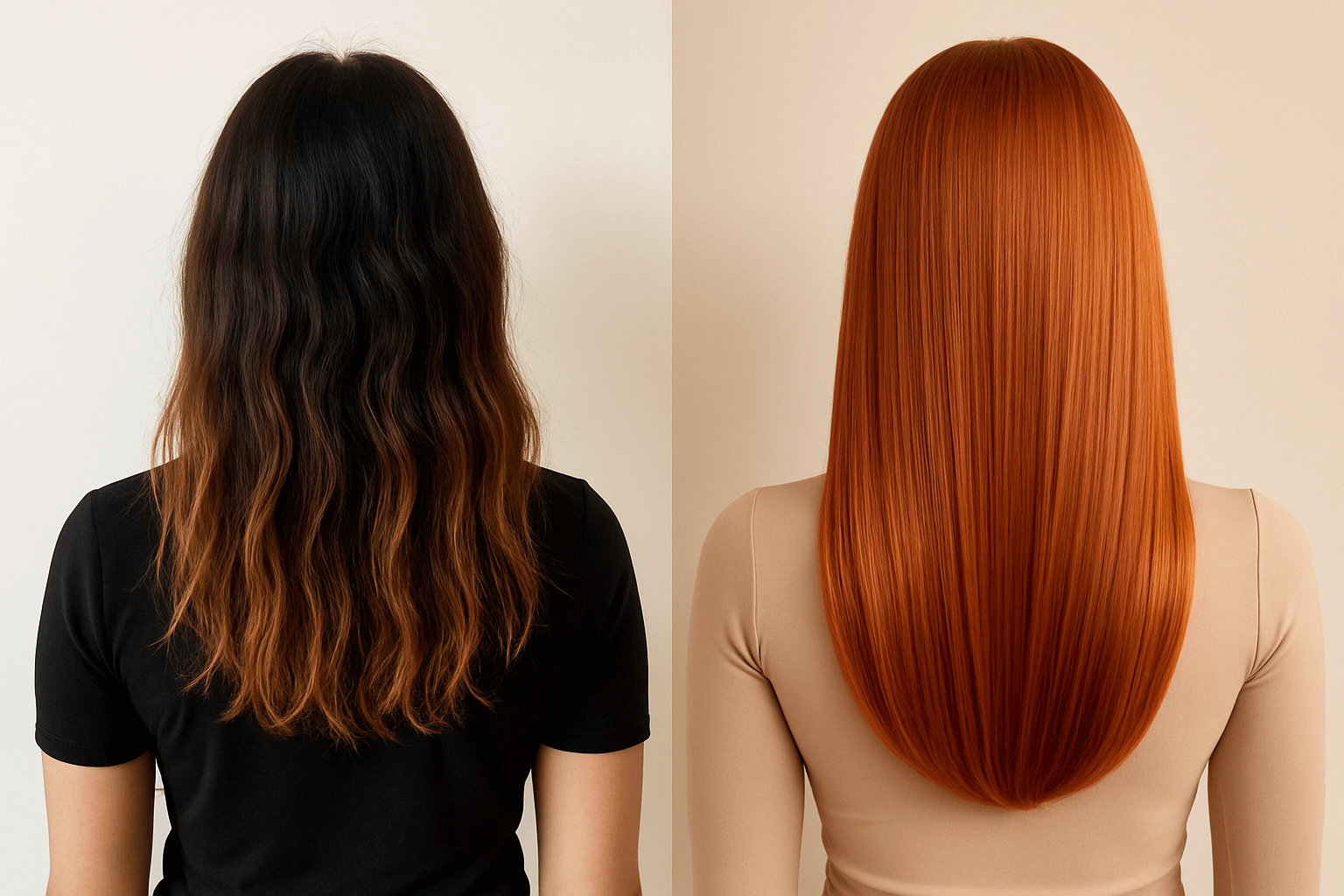 Dramatic hair color correction before and after