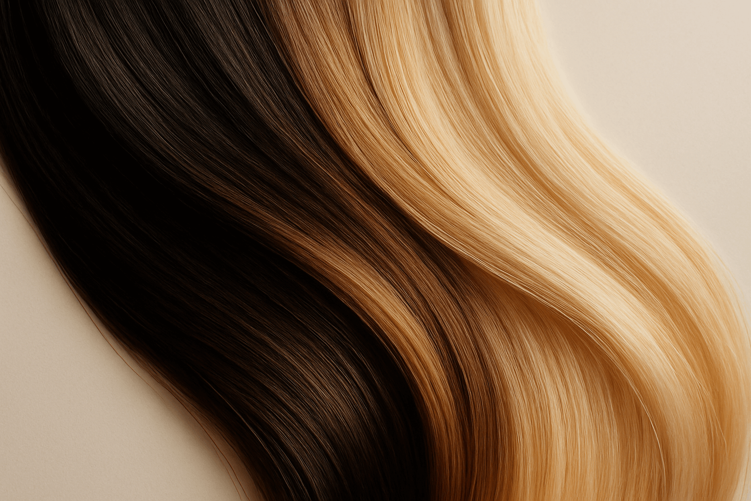 Close-up of high-quality, silky Slavic hair extensions.