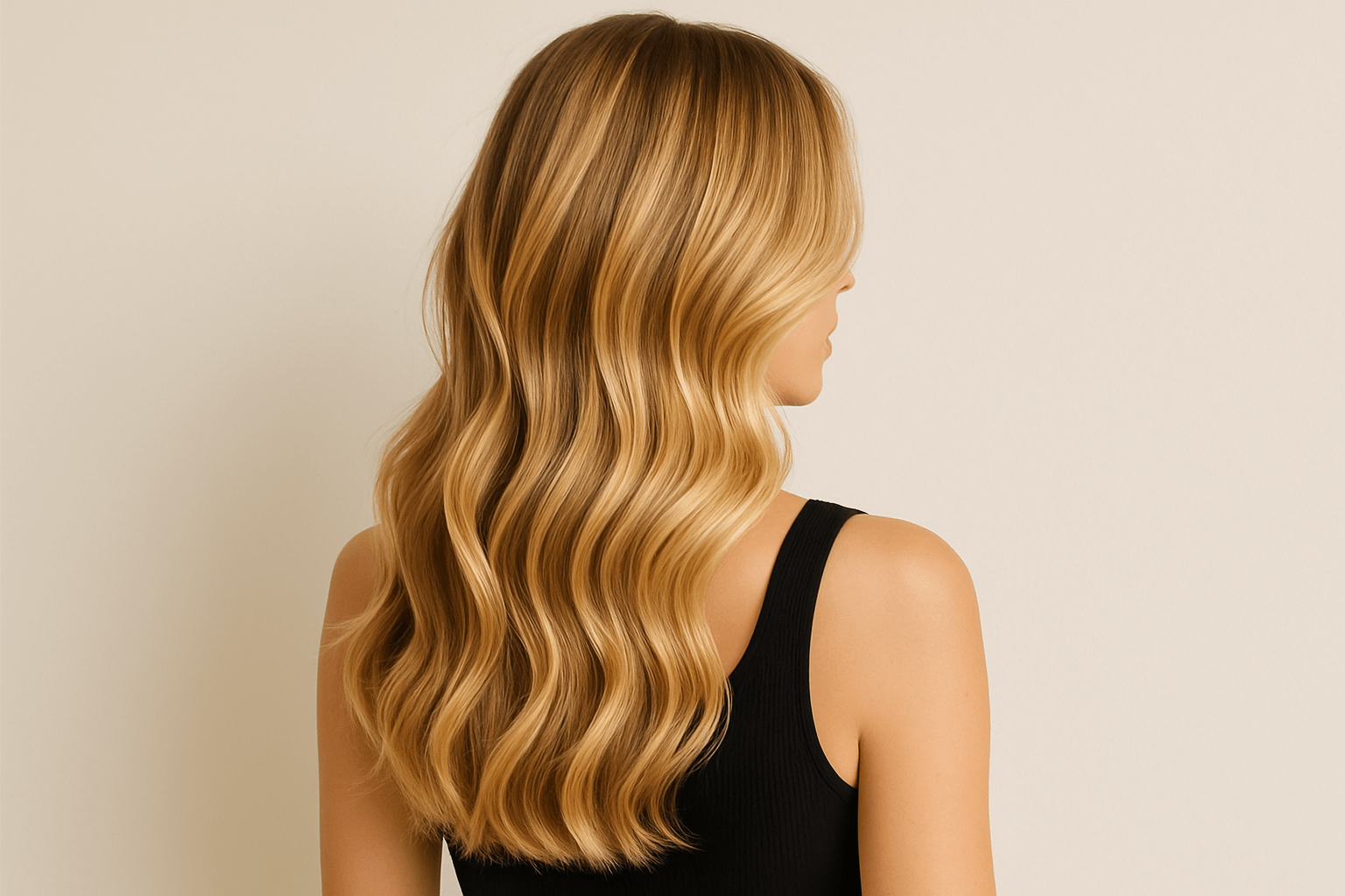 A woman with beautiful balayage hair color.